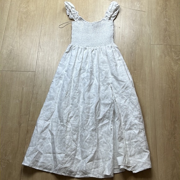 NEW! Reformation Tavi Linen Dress Short Sleeve WHITE SIZE XS.  0800 - Picture 4 of 8